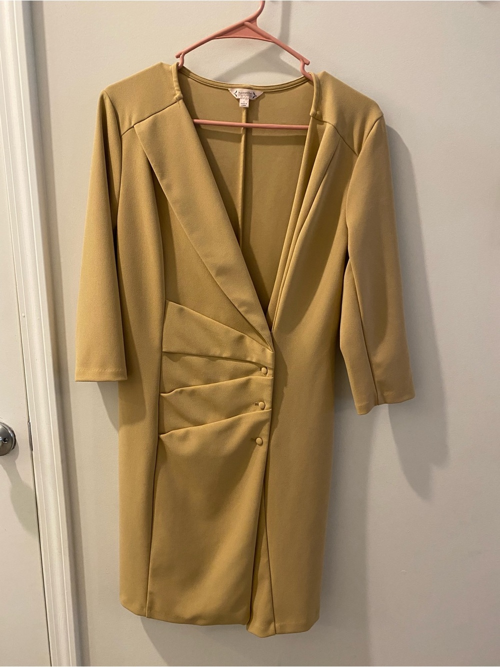 Nanette Lepore Mustard Yellow Draped Wrap Dress